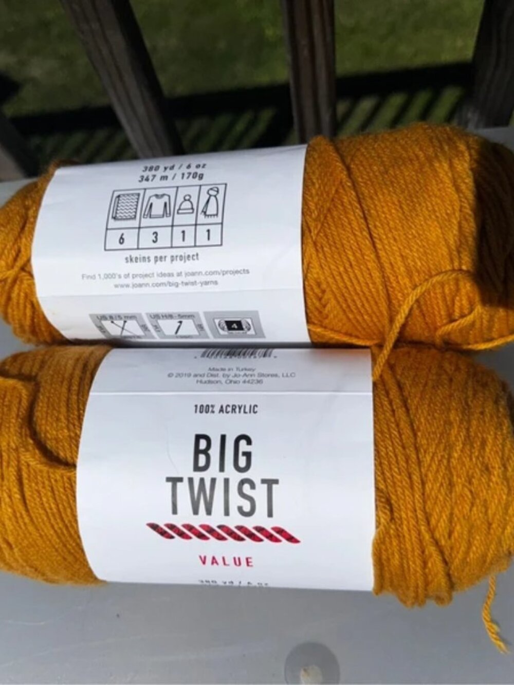 Big Twist Value Yarn in Mustard 4 Medium 6 ounces 170 grams lot